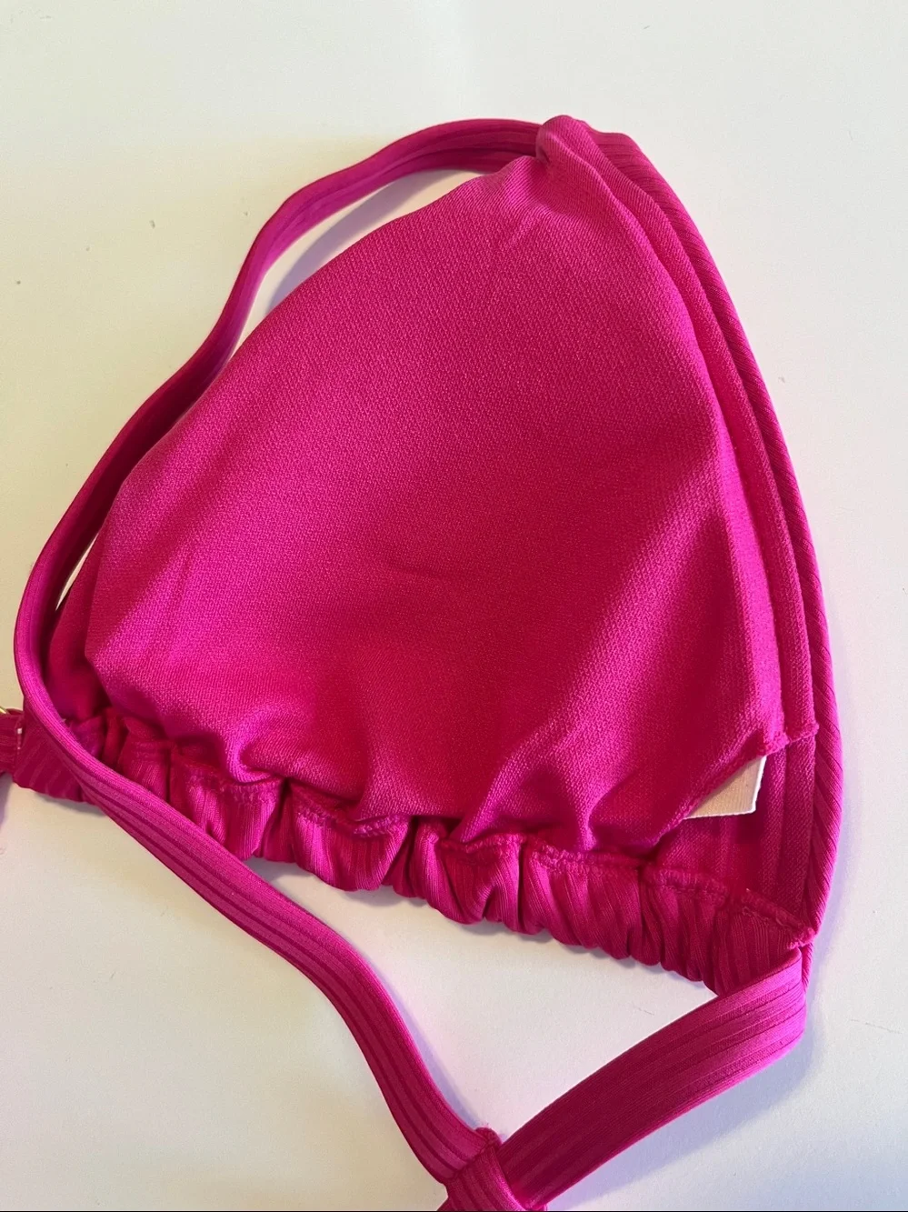 Time and Tru Women’s Ottoman Rib Triangle Bikini Top Size M (8-10) Fuchsia New